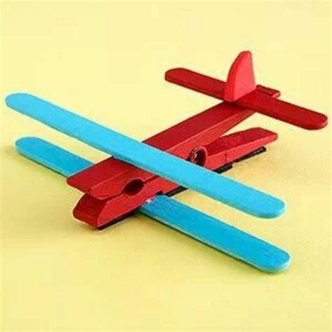 Plane Made From Peg And Paddle Pop Stick S Craft Stick Crafts Crafts