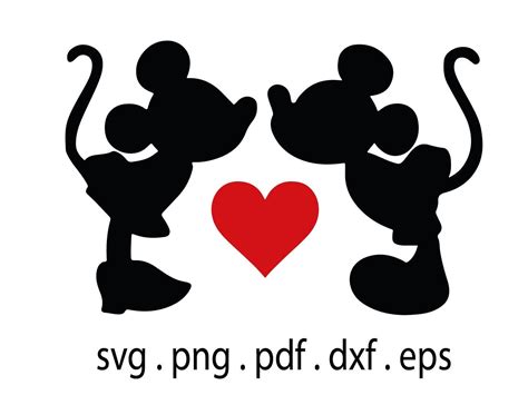 Mickey And Minnie Kissing Svg Disney Mickey Mouse Svg Love Etsy