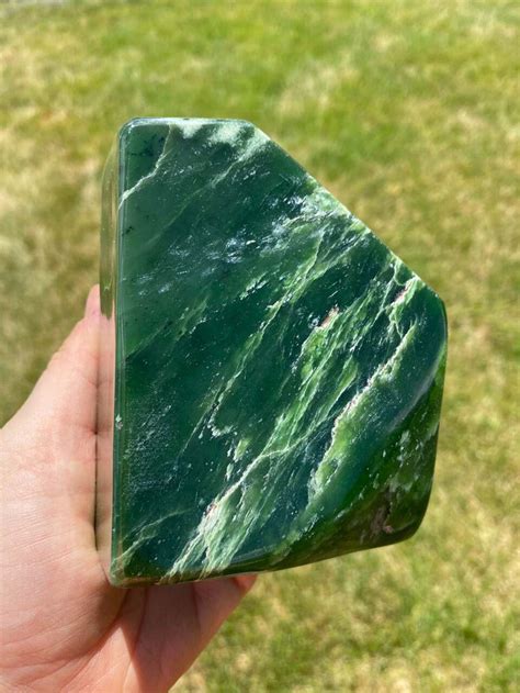 Nephrite Jade Standing Specimen Polished Stone 15 New Moon Beginnings