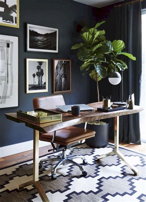 56 Stunning Moody Mid Century Home Office Decor Ideas Home Office