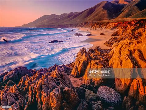 Big Sur Sunset Seascape Of California Coastlinerockybeach High Res