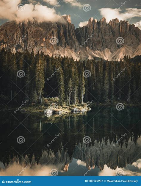 Lake Carezza In The Dolomites With A Perfect Reflection Dolomites