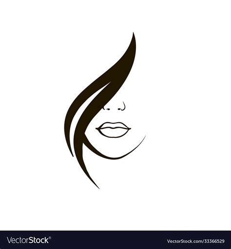 Beautiful Girl Logo Hair Royalty Free Vector Image