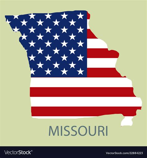 Missouri State Of America With Map Flag Print Vector Image