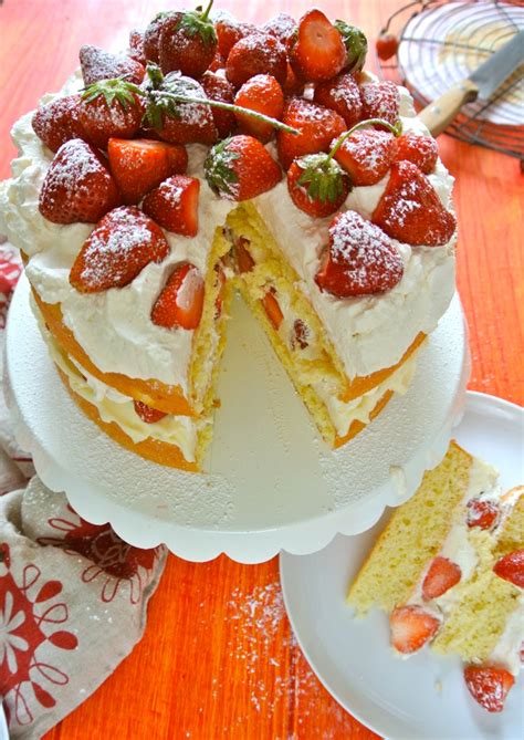 Ruby Red Strawberry Victoria Sponge Cake With Lemon Mascarpone Filling
