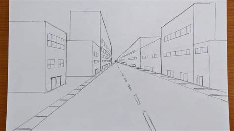 Drawing For Beginners One Point Perspective City Street View One
