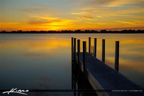 Boca Raton Sunset At Lake With Dock Hdr Photography By Captain Kimo