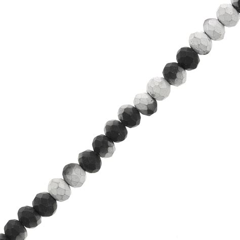 Faceted Flat Round Beads 4x3 Mm Black Plated Frosted X48cm Perles And Co