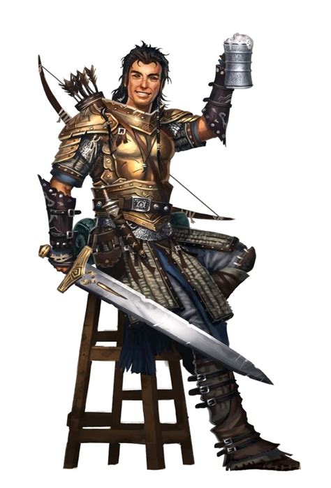 Male Human Fighter Iconic At Bar Pathfinder Pfrpg Dnd Dandd 35 5e 5th
