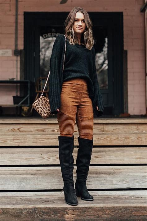 The Haven Faux Suede Knee High Boot In Black High Knee Boots Outfit