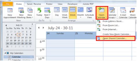If the other person whose calendar you want to open hasn't granted you permission to view it, outlook prompts you to ask the person for permission. Open a shared calendar: Outlook 2010 and 2013 : St. Joseph ...