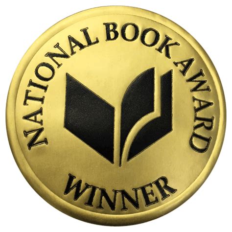 The National Book Award Medal Is Shown In Black And Gold With An Image