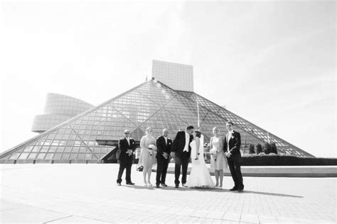 Cleveland Ohio Rock And Roll Hall Of Fame Wedding Bridal Party Photo