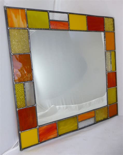 Stained Glass Mirrors With Yellow And Orange Stained Glass