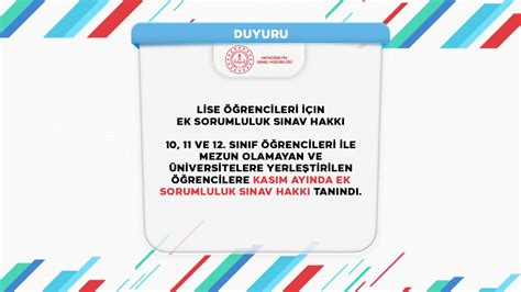 Lİse ÖĞrencİlerİ İÇİn Ek Sorumluluk Sinav Hakki