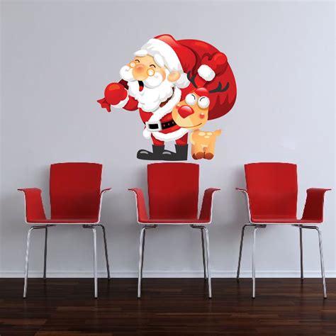 Add a little holiday cheer to any wall in your home with these christmas wall décor stickers. Santa Wall Decal - Rudolf Wall Decal - Santa Claus ...
