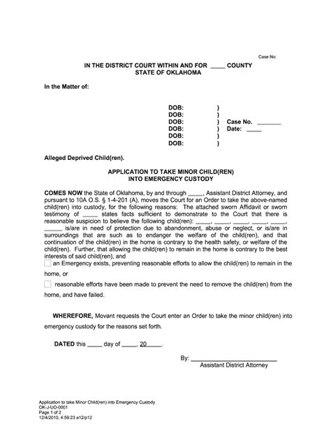 Emergency Custody Order Oklahoma Fill Out And Sign Online Dochub