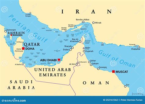 Strait Of Hormuz Map Of The Middle East Persian Gulf And Indian Ocean