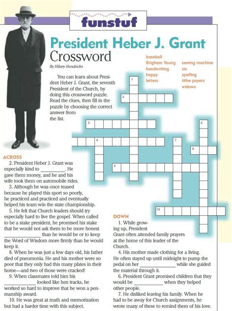 Lds Games Crossword Puzzles Heber J Grant Granted Quotes Heber Lds