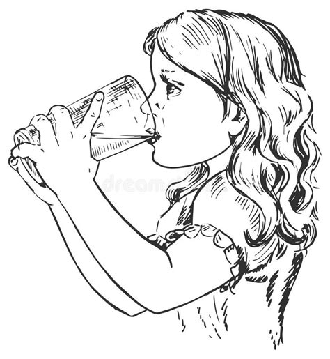 Little Girl Drinking Milk Stock Illustrations 203 Little Girl