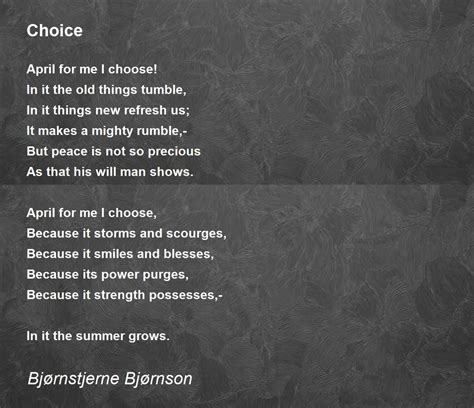 Choice Poem By Bjørnstjerne Bjørnson Poem Hunter