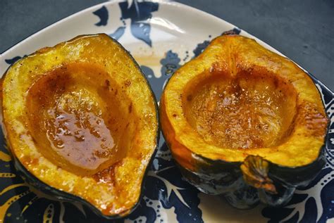 Place the squash halves cut side up in a roasting pan. Tomatoes on the Vine: Baked Acorn Squash with Brown Sugar ...