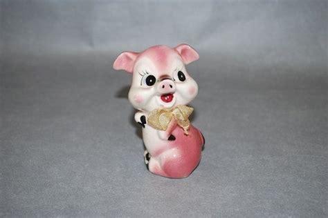 Vintage 1950s Rose Pink Piglet Figurine Glazed Ceramic Etsy Pink