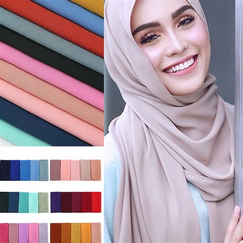 bubble chiffon hijab shawl scarf women 2019 solid color long shawls and wraps muslim hijabs