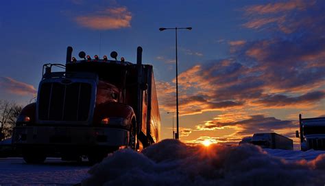 Trucker Sunrise Truck Stop Free Photo On Pixabay Pixabay