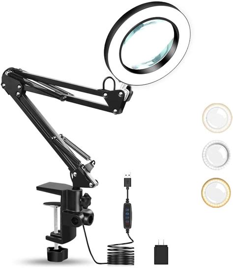 Weijiang Led Magnifying Lamp With Clamp Magnifier Desk