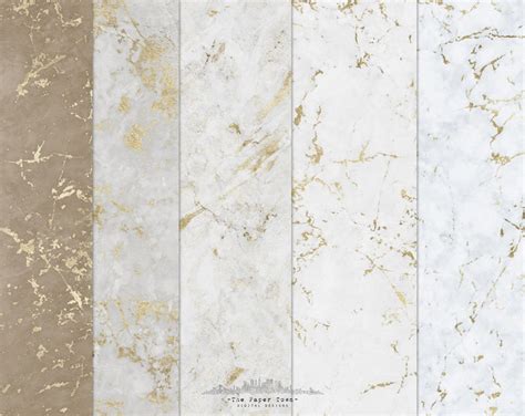 Marble With Gold Foil Veins Digital Scrapbook Papers 10 Etsy
