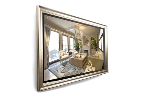 A Smart Tv Hidden In A Mirror With Frame Mirror Tv Mirror Decor