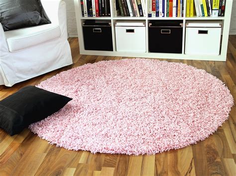 120 cm, 100 % polyester (flor). Hochflor Langflor Shaggy Teppich Aloha Rosa Rund Teppiche ...