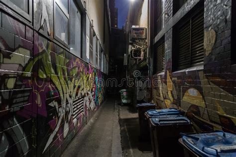 Dark Alley With Graffiti Editorial Photography Image Of Mysterious