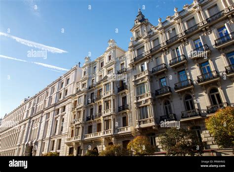 Exterior View Of Beautiful Historical Buildings In Central Madrid