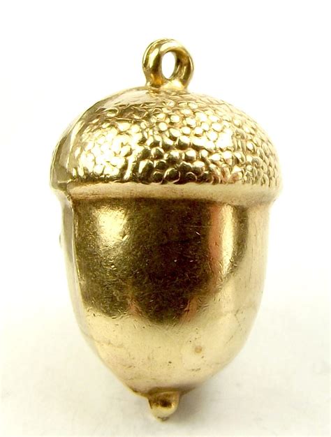 Vintage 9ct Gold Puffy Acorn Charm Fob Pendant 1963 From