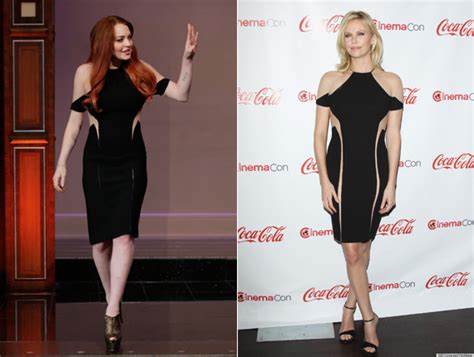 Lindsay Lohan Vs Charlize Theron Who Wore Her Cutout Dress Better Photos Poll Huffpost