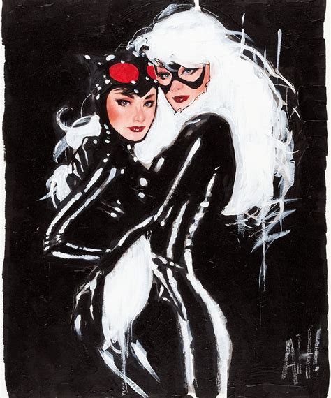 Black Cat And Catwoman Kissing