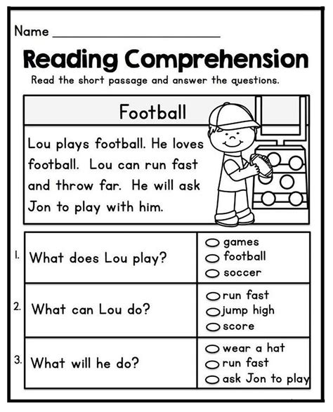 1st Grade Reading Comprehension Worksheets Pdf For Printable — Db Excel