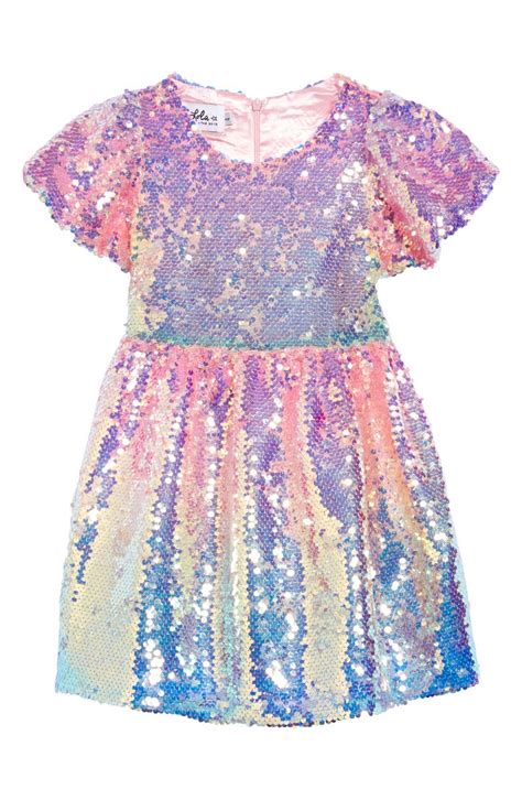 Lola And The Boys Kids Puff Sleeve Ombré Sequin Dress Nordstrom