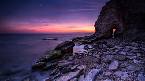 Download Coast Arch Rocks Nature Night Sky 1920x1080 Wallpaper