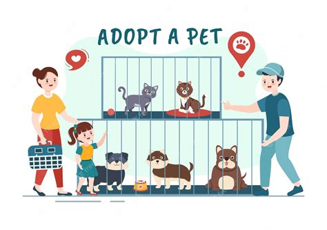 Premium Vector Adopt A Pet From An Animal Shelter In The Form Of Cats