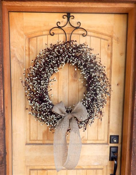 Primitive Fall Door Wreath Fall Wreaths Burlap Burgundy And Cream Wreath