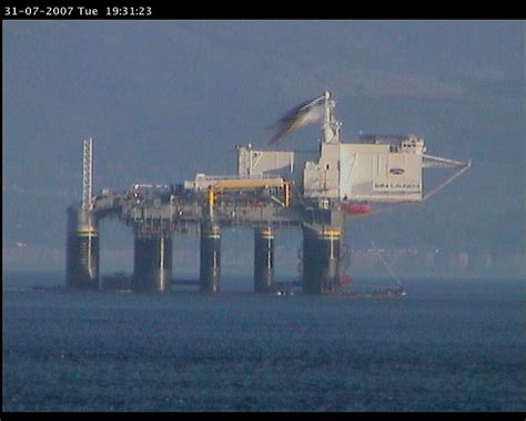 Strange Vessel Platform Going By Race Rocks Ecological Reserve