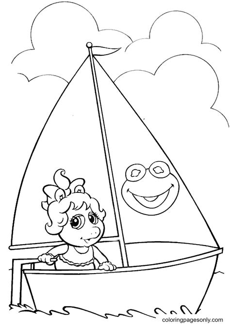 Baby Miss Piggy On A Boat Coloring Page Free Printable Coloring Pages