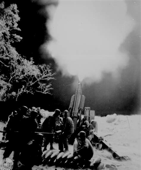 C Battery90th Field Artillery Firing At Japanese Artillery Positions