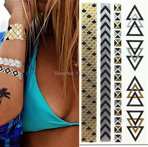 buy metalic tatoos gold metallic temporary flash tattoos henna body stickers