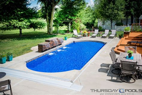 This Backyard Has A Cathedral Fiberglass Pool Design By Thursday Pools