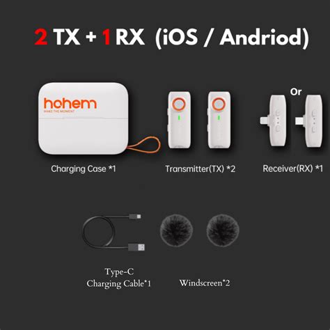 Hohem Mic Wireless Lavalier Microphone Recoder With Tf Card Slot