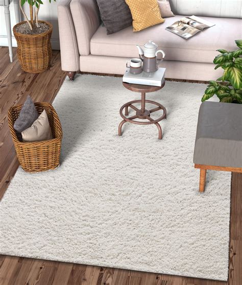 Well Woven Solid Color Ivory Soft Shag Area Rug 8x10 8x11 710 X910